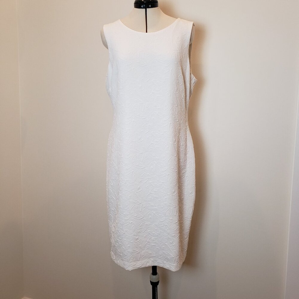 Tommy Hilfiger White Printed Floral Sheath Lined Back Zipper Closure Dress 14